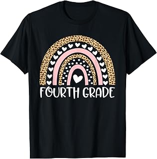 4th Grade Boho Rainbow Leopard Back to School Teacher Girl T-Shirt