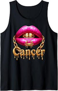 Cancer Woman Zodiac Birthday Horoscope Pink Lips Gold Chain Tank Top