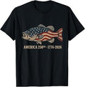 250 Years 1776-2026 Bass Fishing 250th Anniversary 4th July T-Shirt