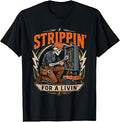 Strippin' for A Livin' Funny Skeleton Electrician T-Shirt