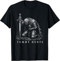 Tummy Hurts Funny Medieval Knight Dark Humor Art T-Shirt