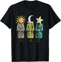 Sun Moon Star Faces Celestial Fantasy Art T-Shirt