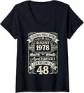 Women's Vintage 48th Birthday Legends Born in August 1978 V-Neck T-Shirt