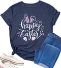 Easter Shirts for Women Happy Easter Shirt Bunny T-Shirt Rabbit Graphic Tees Cute Egg Holiday Funny Gift Tops Outfit