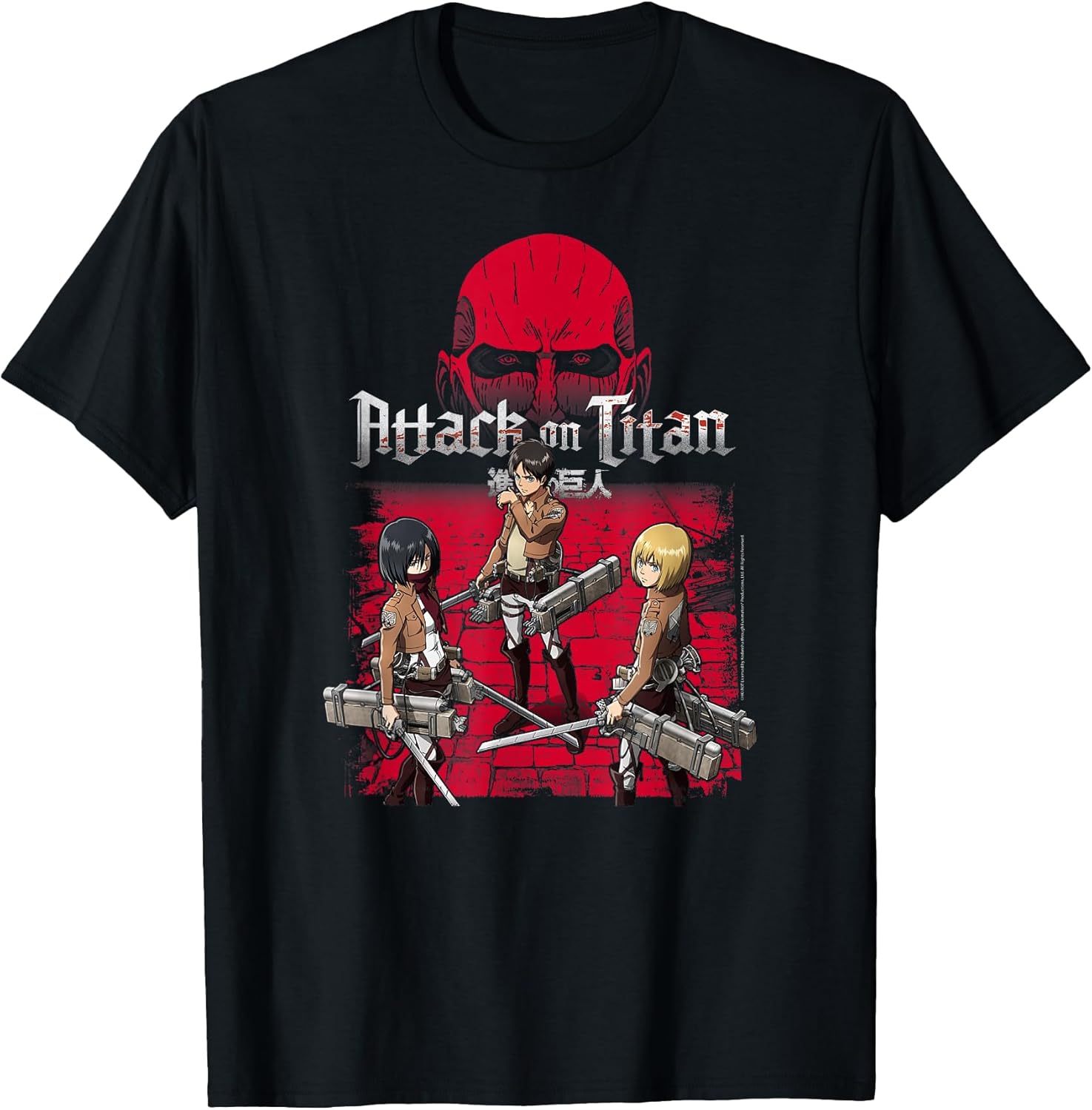 3 Main Characters Red Background Anime T-Shirt