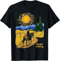 Gogh Riding Funny Van Gogh Horse Starry Night Cowboy T-Shirt