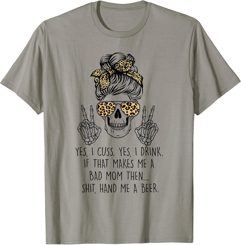 Leopard Messy Bun Mom Skull Co