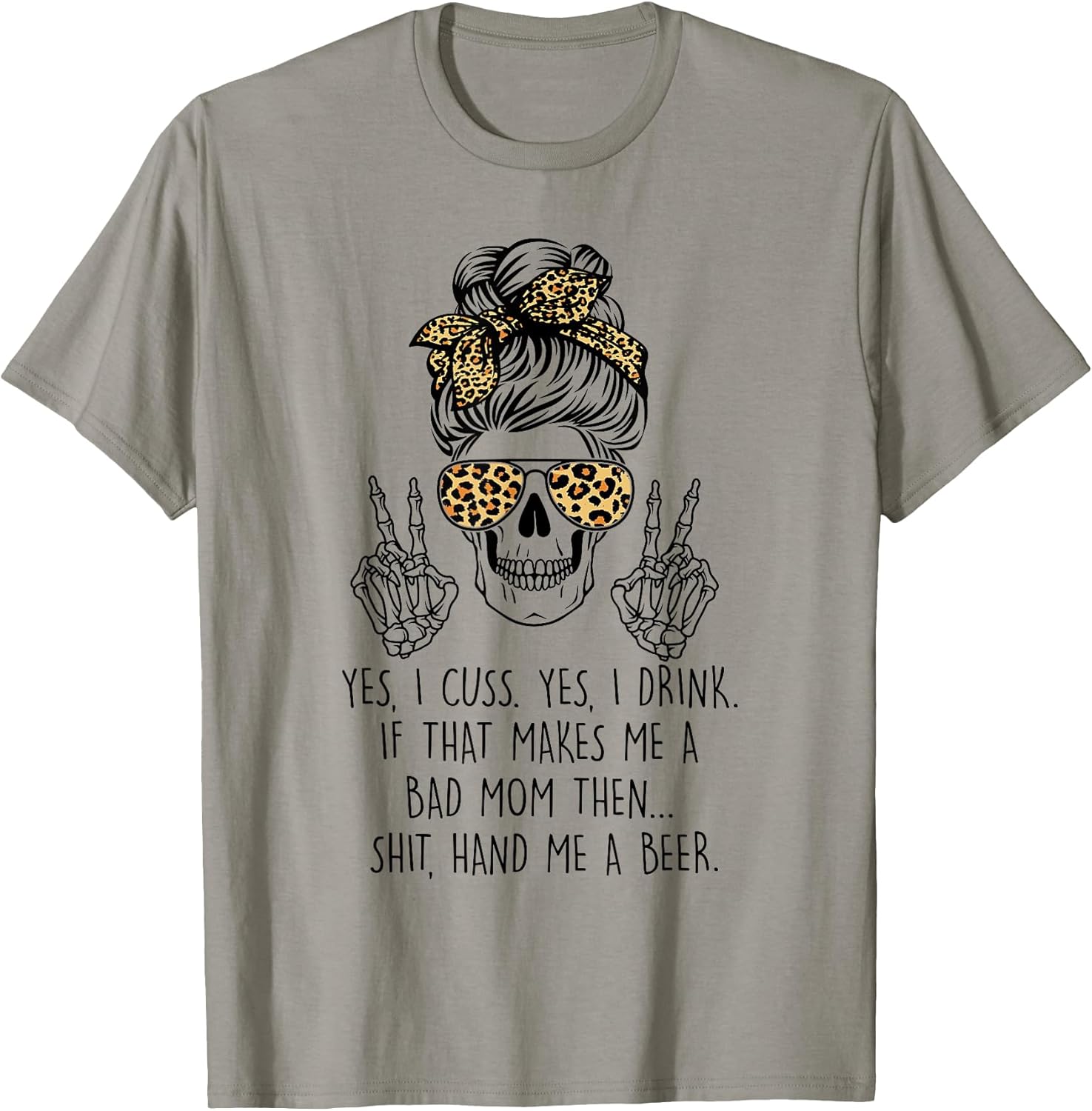 Leopard Messy Bun Mom Skull Co