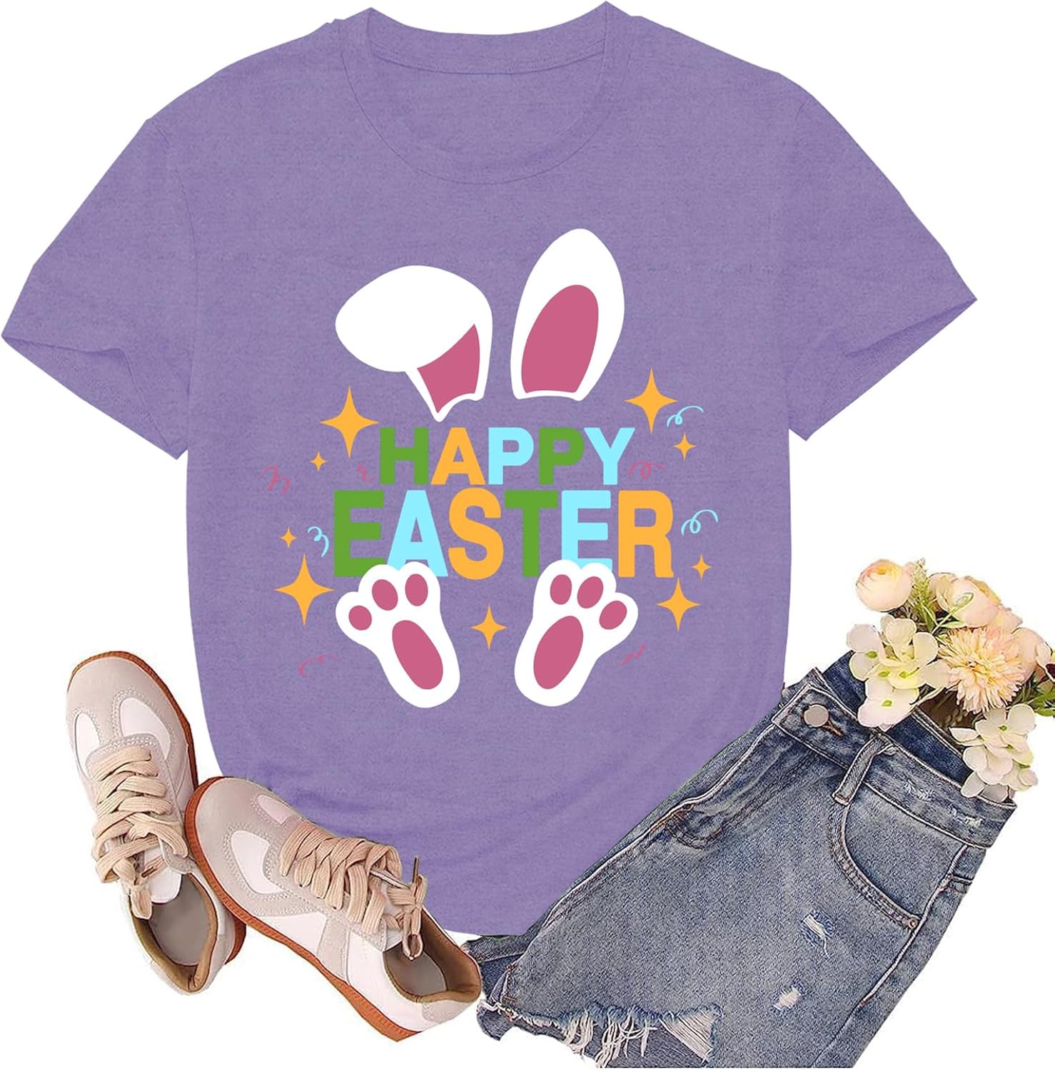 Easter Shirts for Women Happy Easter Egg Rabbit Tshirts Spring Bunny Short Sleeve Tee Tops