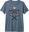 Pixel Art Style Lacrosse Mom Cute Player Mother Pink Heart Premium Tri-Blend T-Shirt