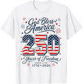 God Bless America 250 Years 1776 2026 Christian 4th of July T-Shirt