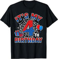 Its My 4th Birthday Boy 4 Year Old Spider Web Birthday Party T-Shirt