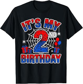 Its My 2nd Birthday Boy 2 Year Old Spider Web Birthday Party T-Shirt