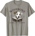Wishbone Literary Society Vintage Book Lover Dog Design T-Shirt
