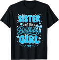 Sister of The Birthday Girl Family Coquette Bow Blue Cute T-Shirt