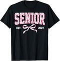 Class of 2027 Senior Floral Coquette Bow Graduation 2027 T-Shirt