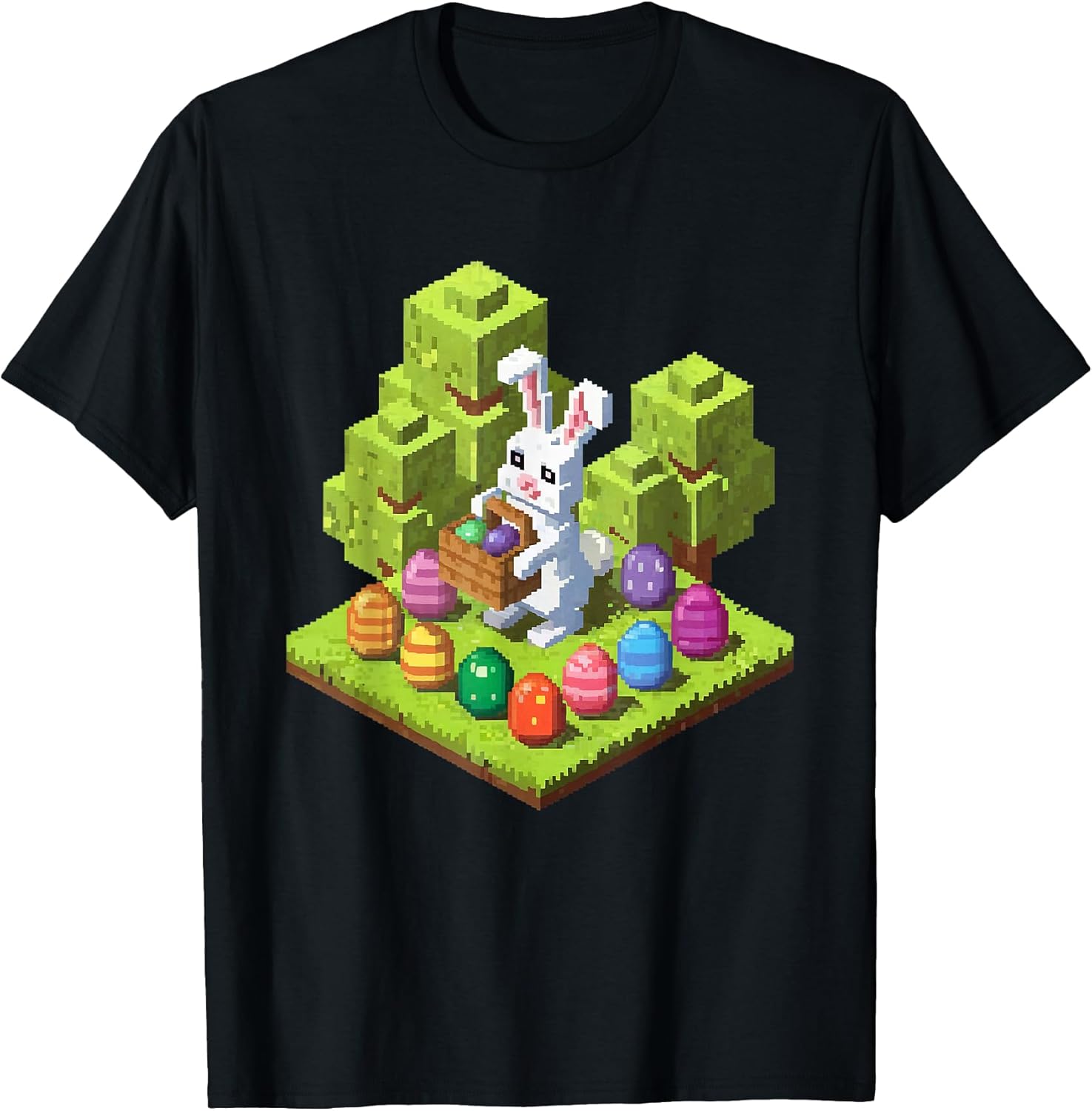 Retro Pixel Video Gamer Easter Egg Hunting Bunny