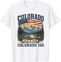 Colorado Mountain 150 Years American Flag 4th of July T-Shirt