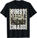 Striped Camo Back to School First Grade Monster Truck Boys T-Shirt