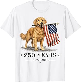 Vintage Golden Retriever Patriotic Dog 250 Years 1776 2026 T-Shirt