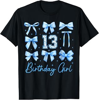 13th Birthday Girl Kid Coquette Bow 13 Year Old Bday Party T-Shirt