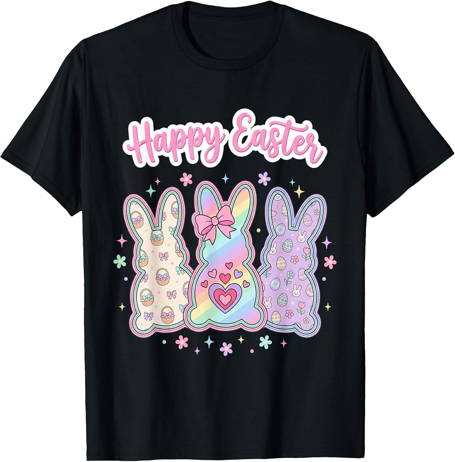 Girly Happy Easter Bunny Outline