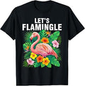 Cute Pink Flamingo Graphic Lets Flamingle Birthday T-Shirt