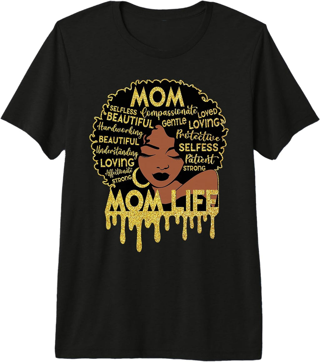 Black Mom Afro Women Mother's Day Tee