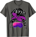 Funny Messy Bun Women's Graphic Purple Ribbon