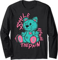 Ultra Pink Teal Aqua Black Graphic Match Long Sleeve T-Shirt