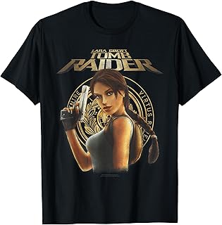 Tomb Raider Lara Croft Portrait with Seal Retro Video Game T-Shirt