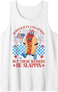 Funny Hot Dog 4th July Democracy's Collapsing 250 Years Tank Top