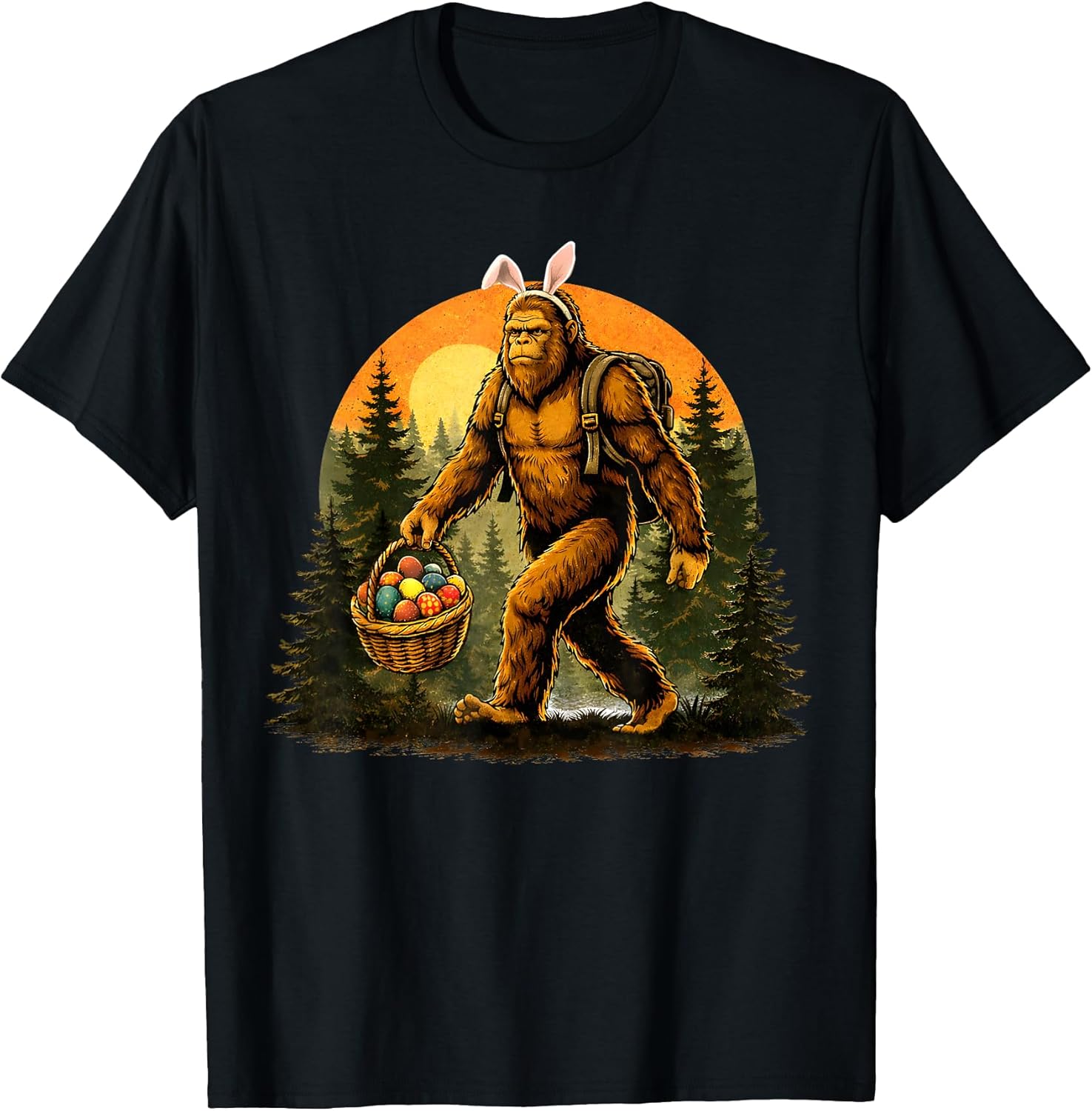 Funny Easter Day Bigfoot Bunny Men Women Kids Tee