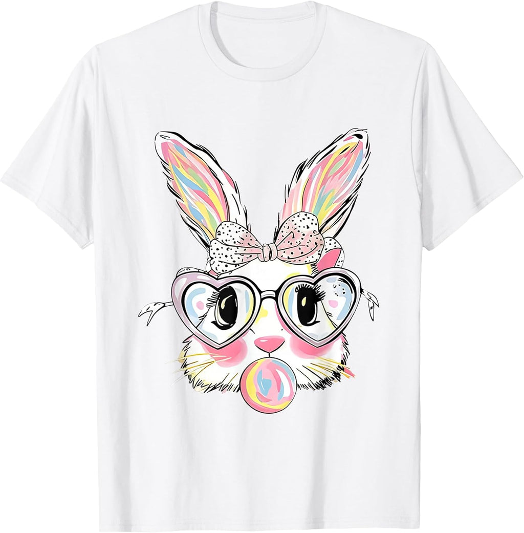 Pink Bubble Gum Cute Rabbit Easter Bunny Kid Shirt