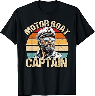 Vintage Motor Boat Captain Retro 70s 80s Sailor Boating Mens T-Shirt