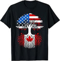Canadian Roots USA American Grown Canada Flag Maple Leaf T-Shirt