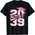 Class of 2039 Grow with Me Graduation Pink Coquette Bow Girl T-Shirt