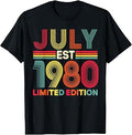 Vintage July 1980 Limited Edition 46-Year-Old 46th Birthday T-Shirt