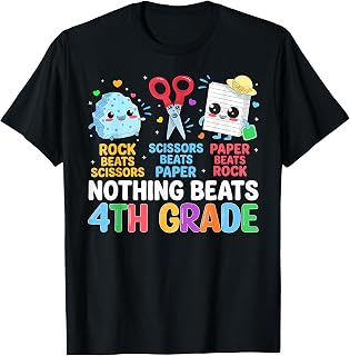 Back to School Rock Paper Scissors 4th Grade Bot Girl Kids T-Shirt