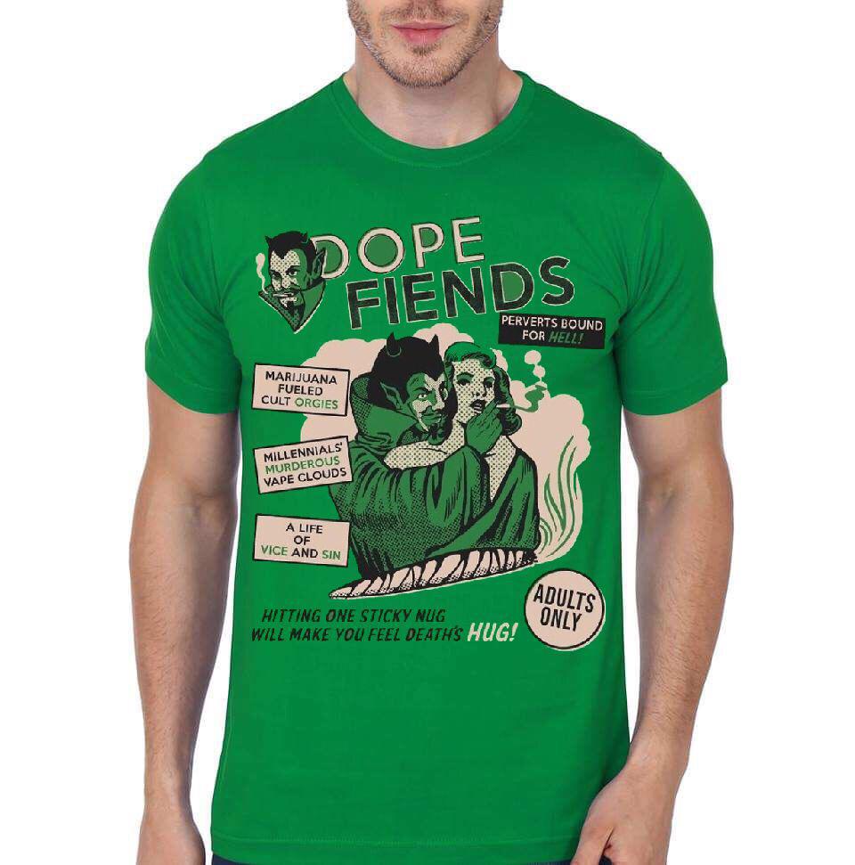 Dope Fiends Half Sleeve Green T-Shirt Hoodie, Sweatshirt | PureTeeCo.com