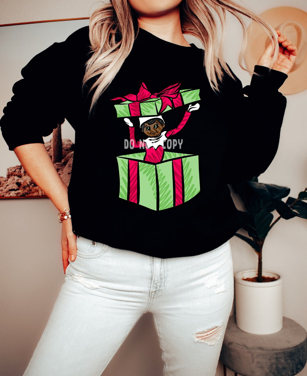 BATCH 69-SKETCHY ELF 2- CREW NECK SWEATSHIRT T-Shirts, Hoodie | PureTeeCo.com (Image 1)