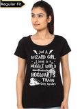 Just A Wizard Girl Living In A Muggle World Black T-Shirt Hoodie, Sweatshirt | PureTeeCo.com