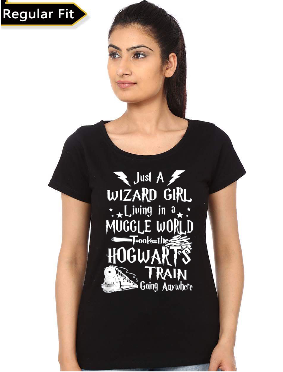 Just A Wizard Girl Living In A Muggle World Black T-Shirt Hoodie, Sweatshirt | PureTeeCo.com