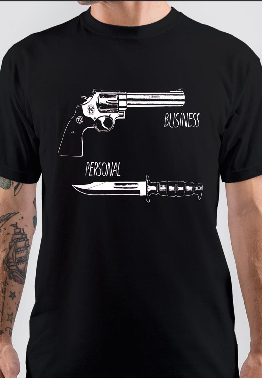 Personal Weapon Business Weapon Half Sleeve  Black T-Shirt Hoodie, Sweatshirt | PureTeeCo.com