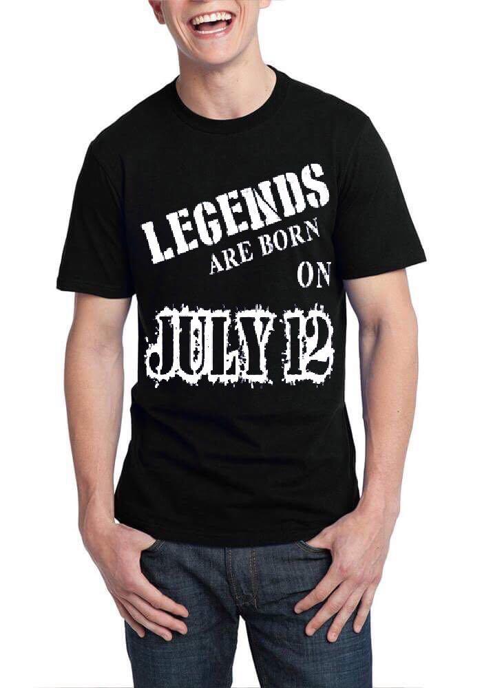 Legends Are Born In July 12 Black T-Shirt Hoodie, Sweatshirt | PureTeeCo.com