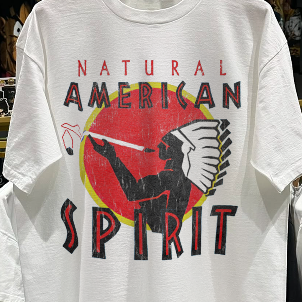 90s NATURAL AMERICAN SPIRIT RARE WASHED WHITE T-SHIRT Hoodie, Sweatshirt | PureTeeCo.com (Image 2)