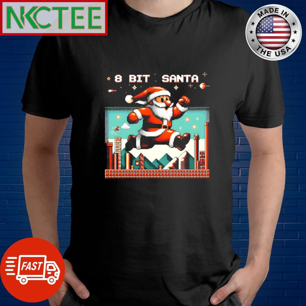 8 Bit Retro Santa Christmas paint shirt