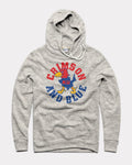 KU Crimson and Blue Athletic Grey Hoodie T-Shirts, Sweatshirt | PureTeeCo.com