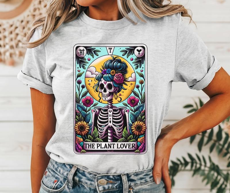 #807 - The Plant Lover Tarot Card Design - Print Unisex Crew neck Tee T-shirt Hoodie, Sweatshirt | PureTeeCo.com