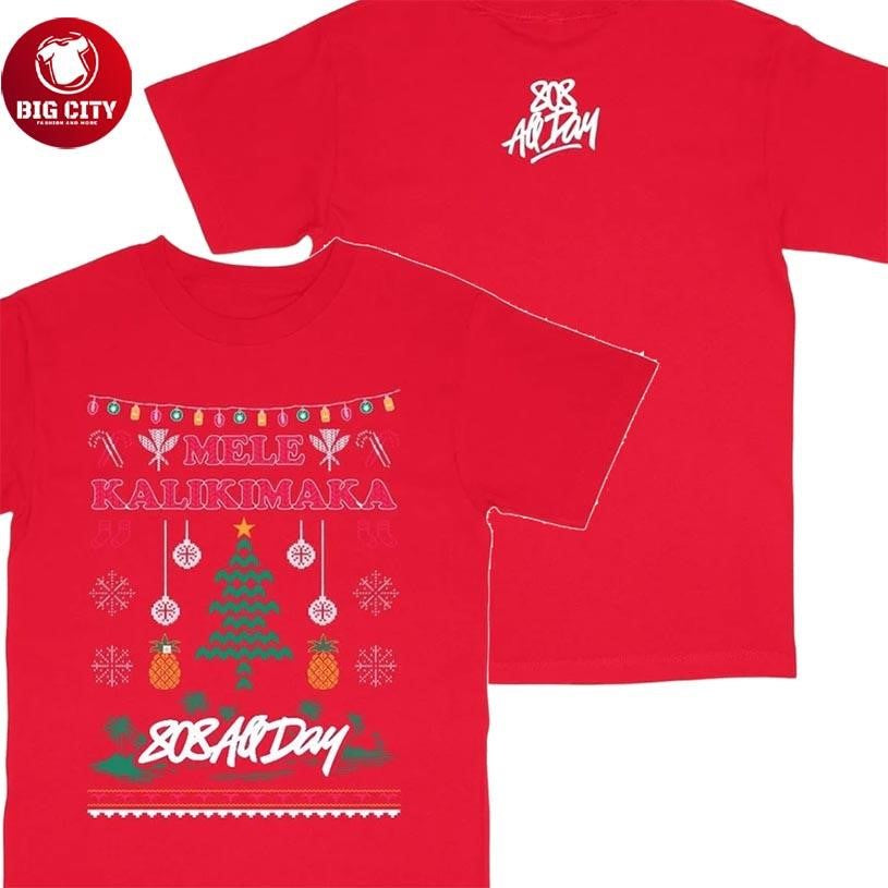808 Allday 808 Allday Red Mele Kalikimaka Two Sided Shirt